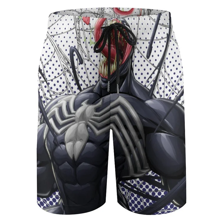 Spider Man Venom Symbiote Lashing Out Round Boys' Quick Dry Beach Swim Trunk Shorts - Heather Prints Shirts