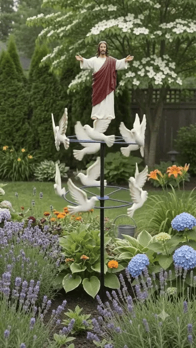 The Divine Jesus & Holy Dove Garden Wind Spinner