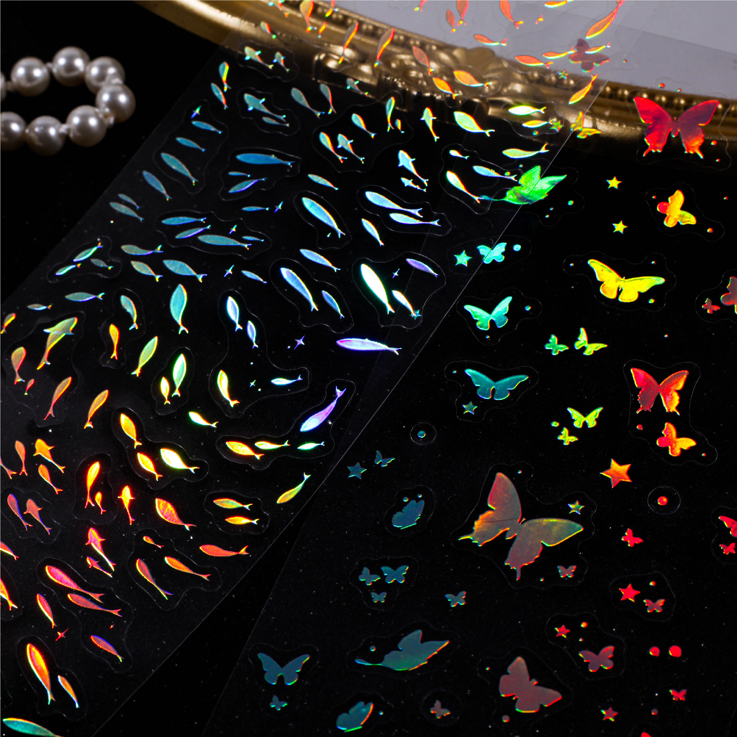 PET 스티커 - 스타 시리즈 빈티지 나비 눈방울