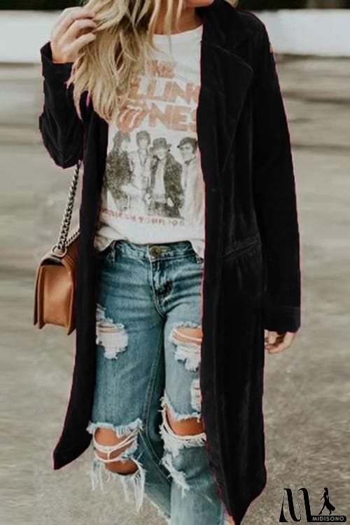 MidiSono - Velvet Pocket Long Coat