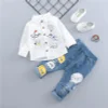 Kids Baby Boys Suits Print Jeans 2 Pcs Sets