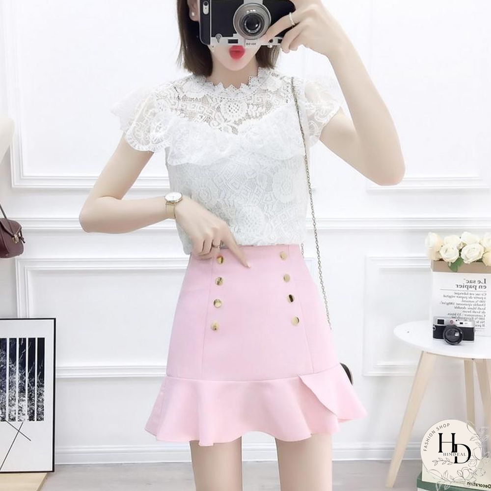 Sweet Lace Tee+Fishtail Skirt P15784