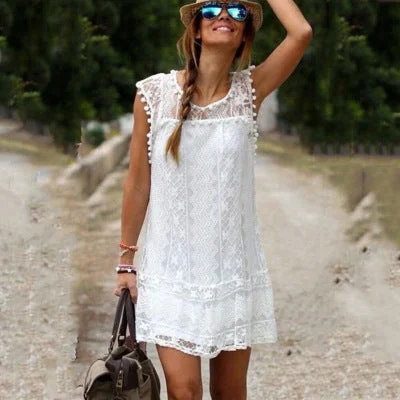 Round Neck Patchwork Lace Casual Dress