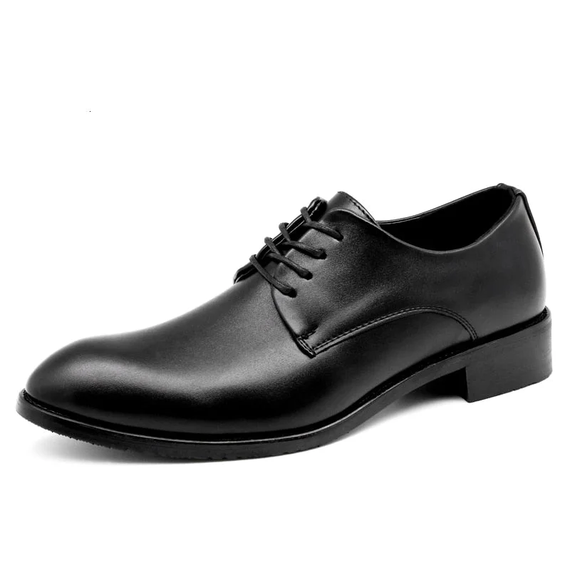 Comfortable Men Dress Shoes High Quality Casual Black Leather Shoes Lace-up Formal Gentleman Business Wedding Shoes 2021 New