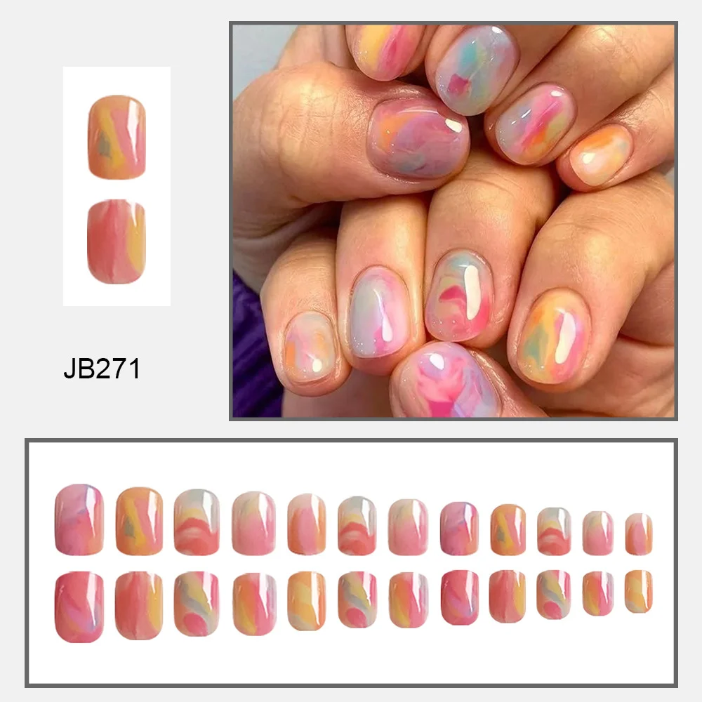 Churchf Color Gradually Gorgeous White Fashion Wear Short Square Armour Removable Fake Nail Products