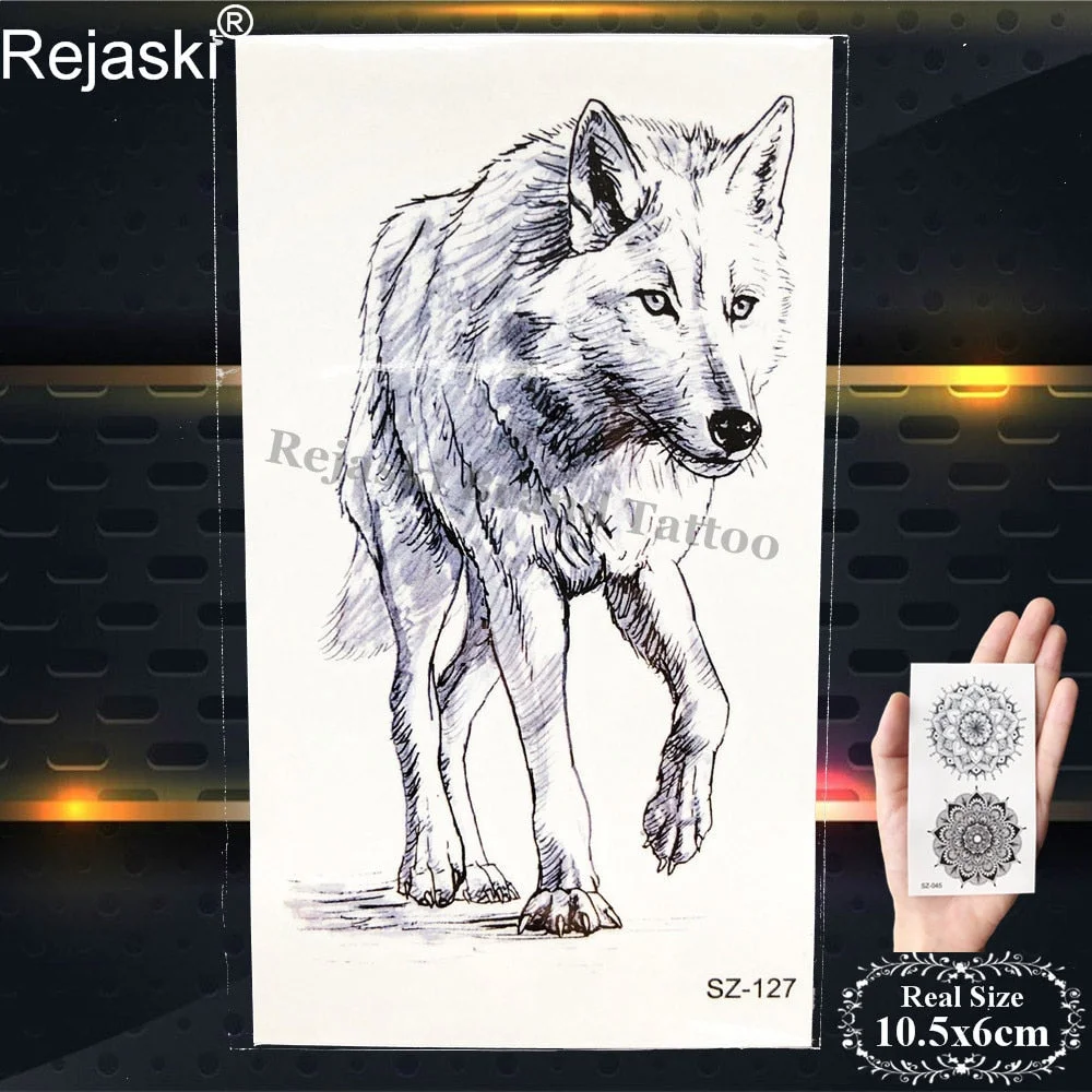 Rejaski Black Temporary Tattoo Stickers Women Iceberg Arm Geometry Waterproof Tatoos Men Mountain Fake Tattoo 3D Summer Style