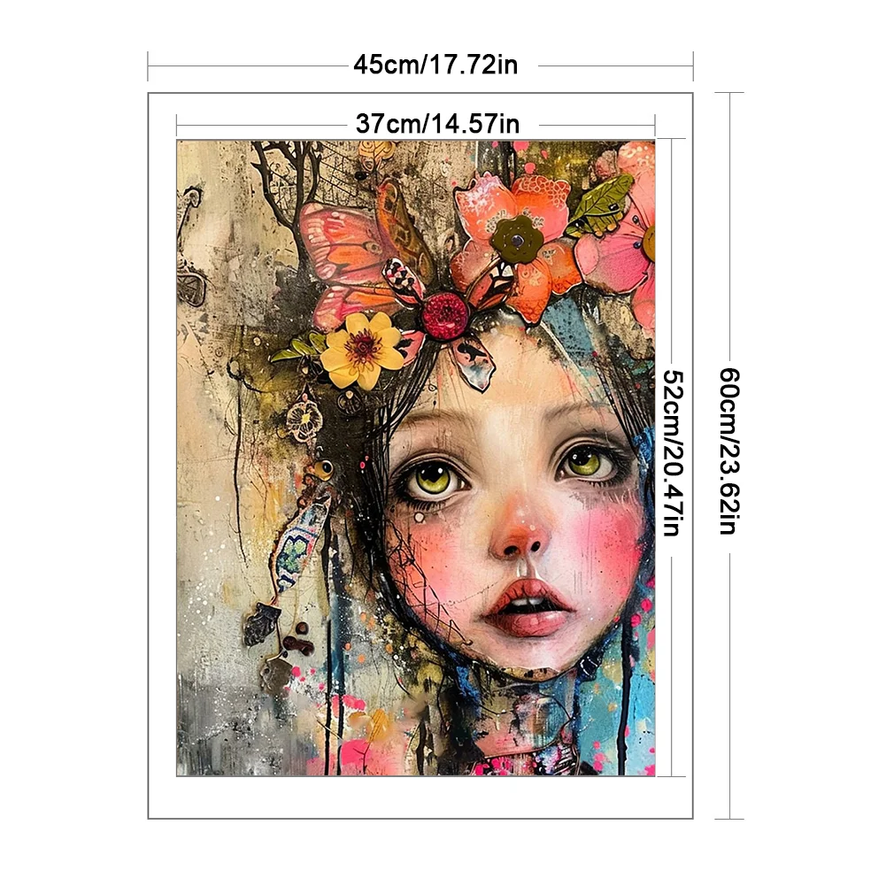 11CT Full Stamped Cross Stitch - Girl(Canvas|45*60CM)