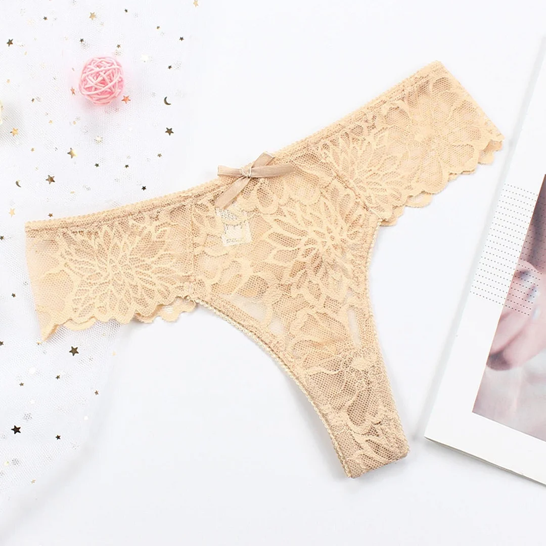 Sexy Women Lace Underwear Flowers Low Waist Hollow Out Panties Female G-string Temptation Sexy Lingerie Plus Size S-3XL Thongs