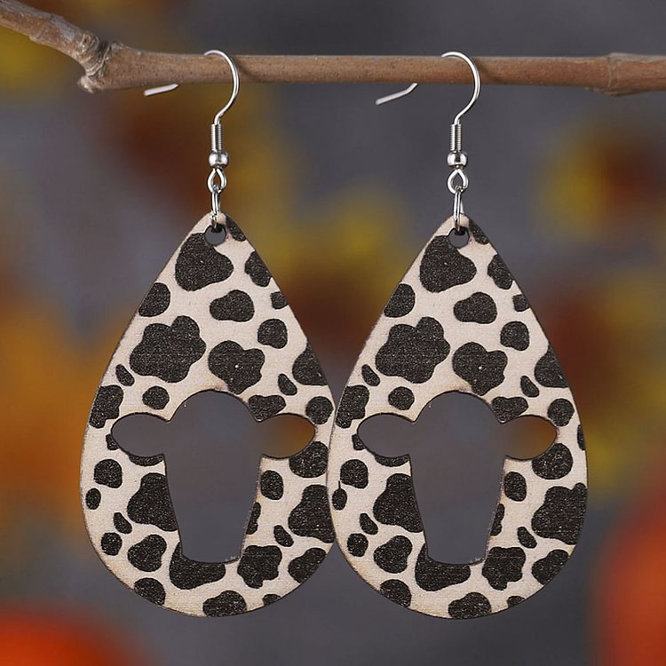 Casual Cow Print Cutout Earrings