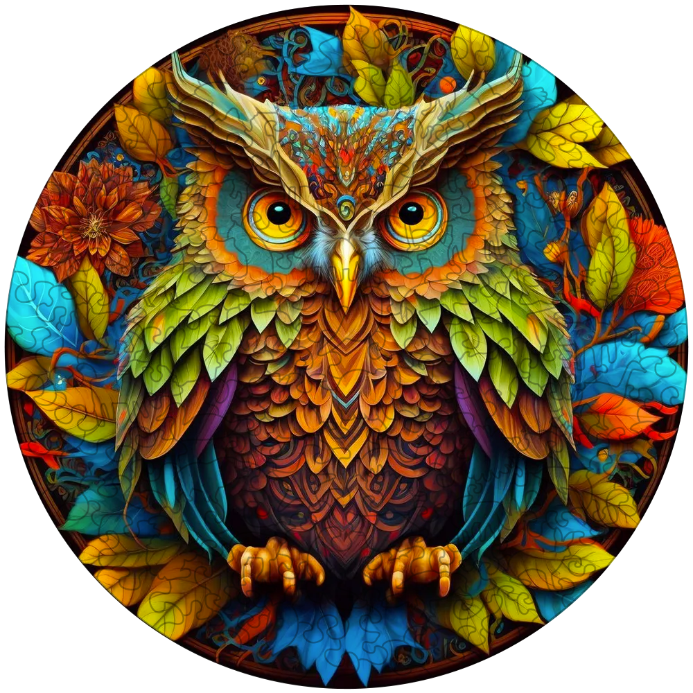 Mandala Owl Wooden Jigsaw Puzzle