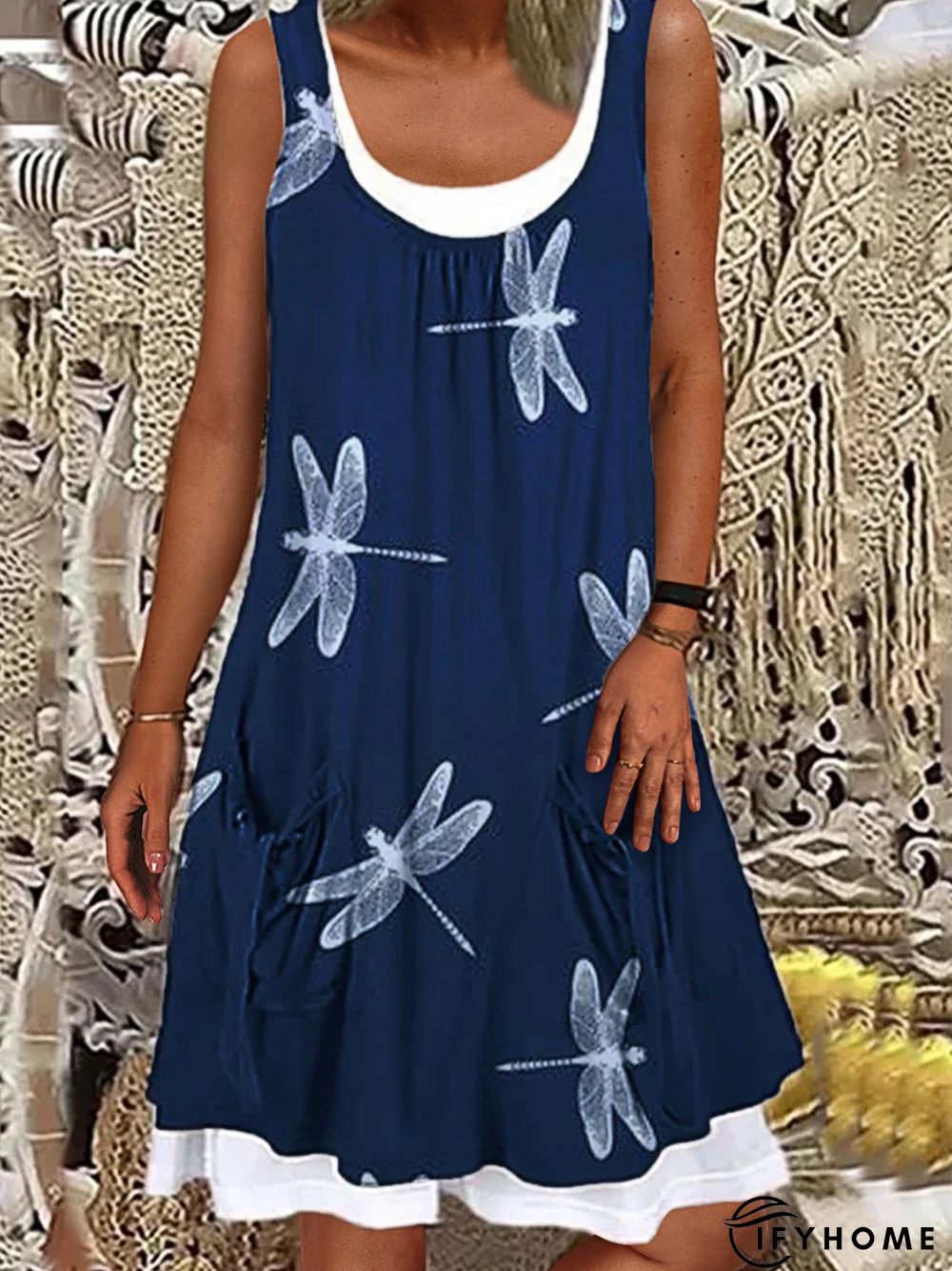 Casual Crew Neck Sleeveless Dress | IFYHOME