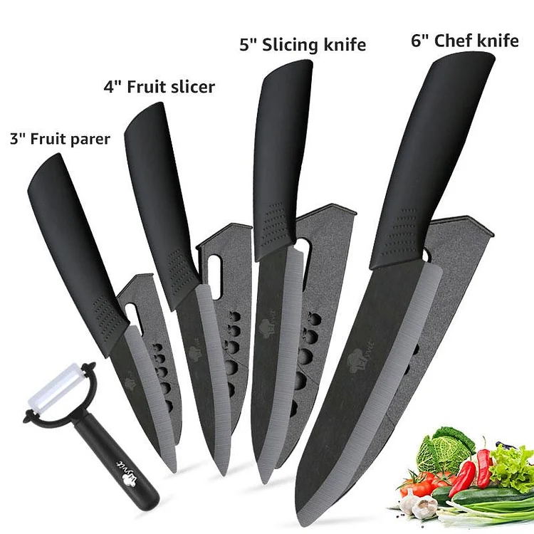 Holder Peeler Knife Stand 3 "4" 5 "6" Inch Ceramic Knife Black Blade for Cooking