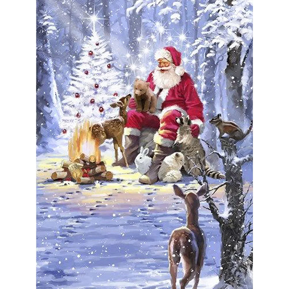 Full Round Diamond Painting - Santa and Critter(Canvas|30*40)