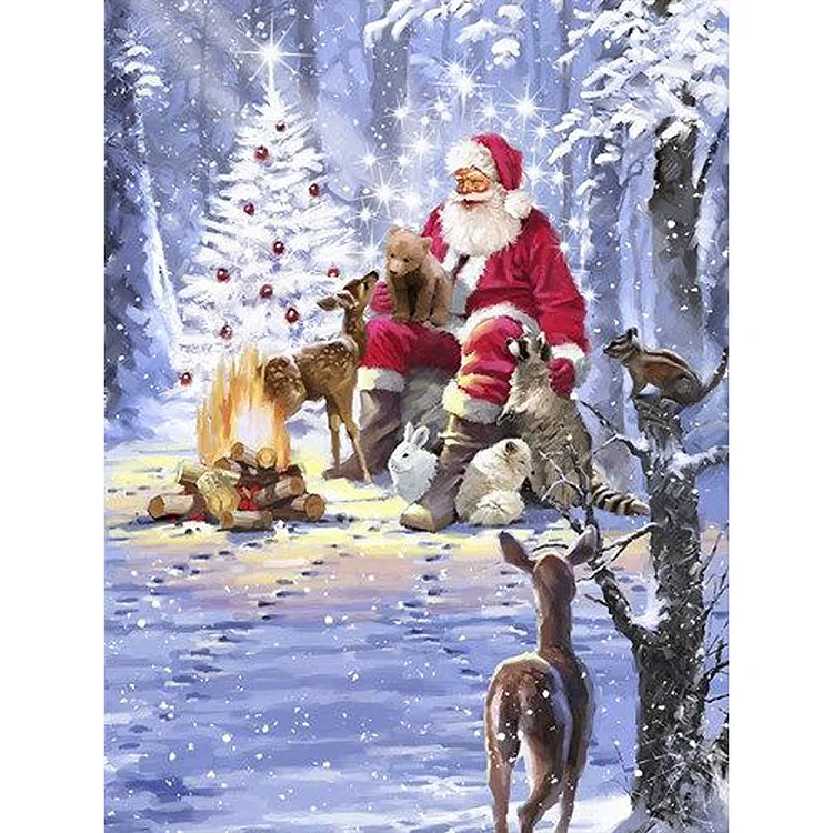 Santa Claus And Animals 30*40CM (Canvas) Full Round Drill Diamond Painting gbfke