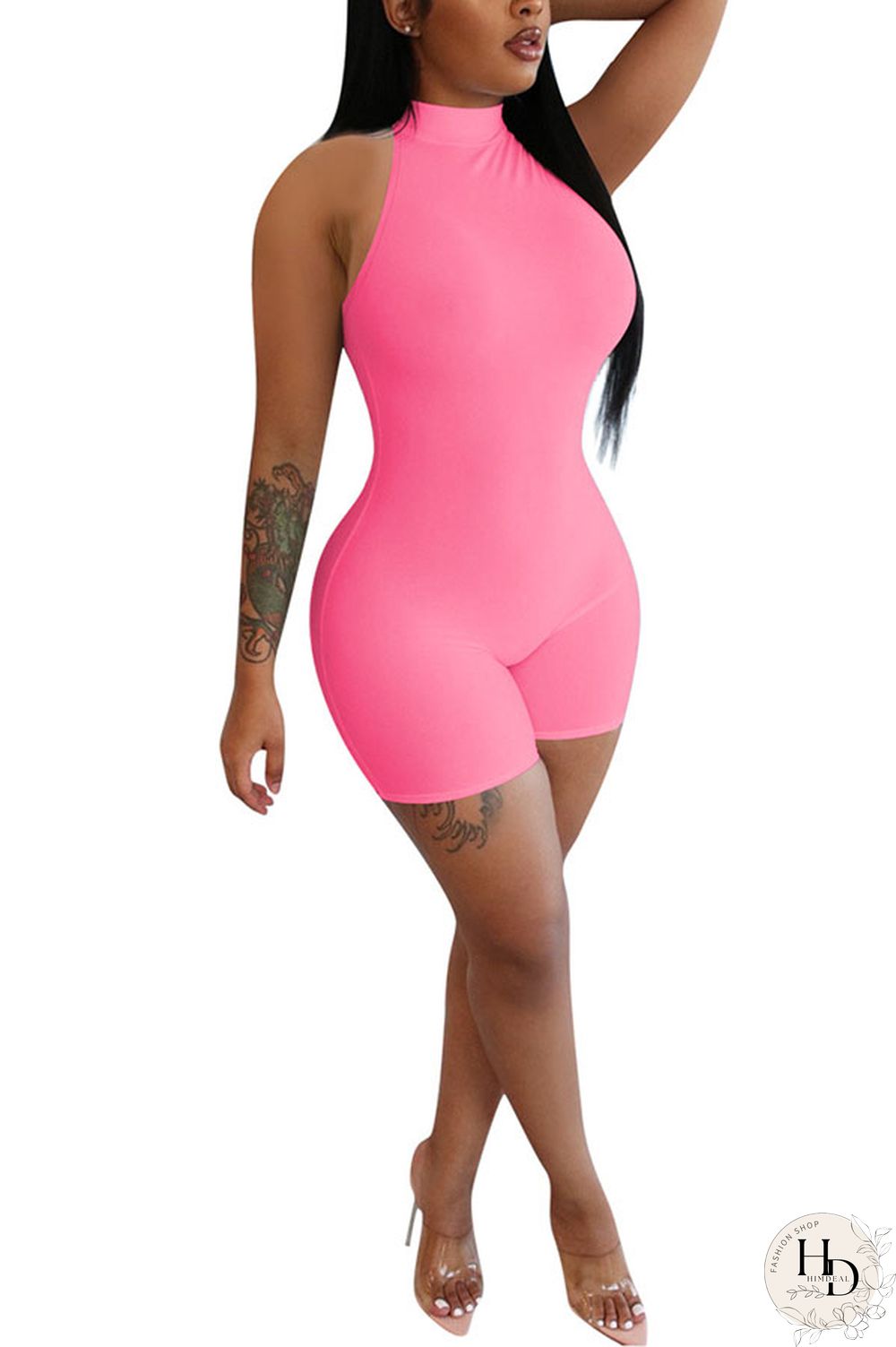 Blue Fashion street Solid Milk. Sleeveless O Neck Jumpsuits