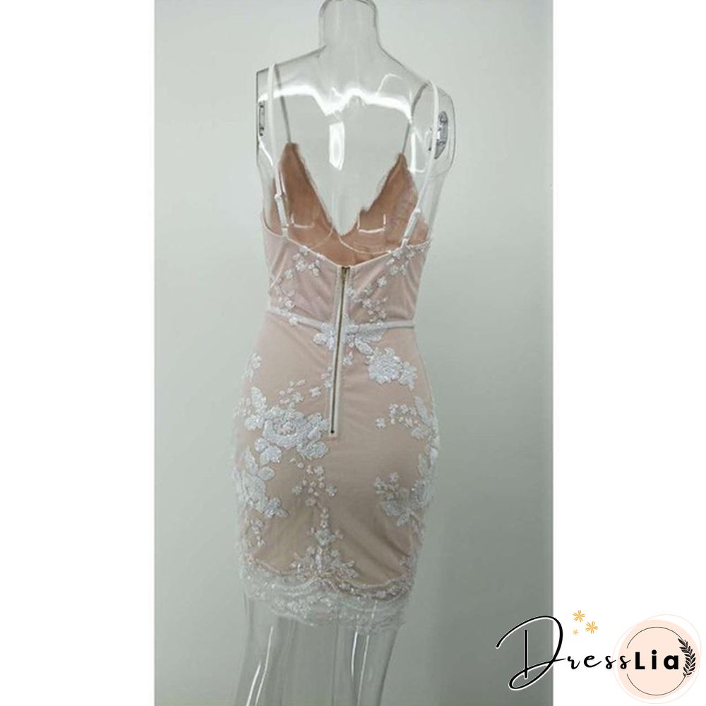 dress sexy v-neck backless women sundress luxury party club wear mini sequined dress