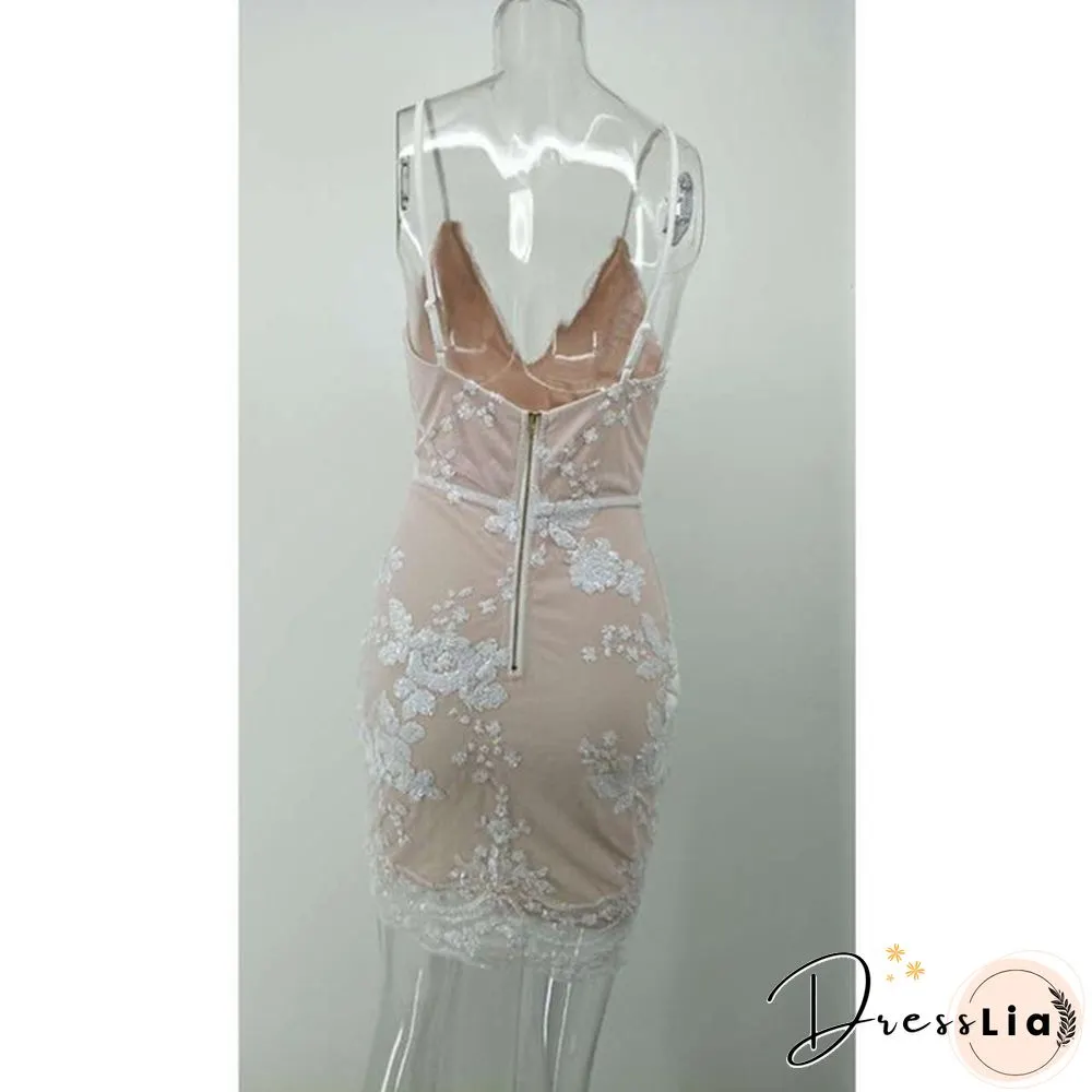 dress sexy v-neck backless women sundress luxury party club wear mini sequined dress