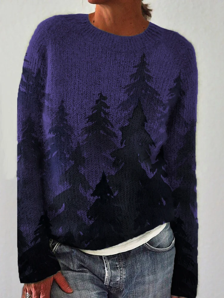 VChics Foggy Forest Art Cozy Knit Sweater