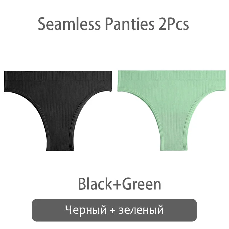 FINETOO Seamless Brazilian Panties Women 2Pcs/set T-back Underwear M-XL Panty Ladies Thongs Underpants Female Lingerie 9 Colors