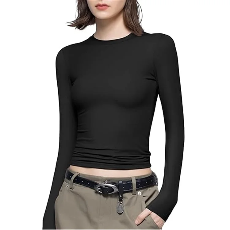Women's Long Sleeve T Shirts Crew Neck Slim Fit Tops