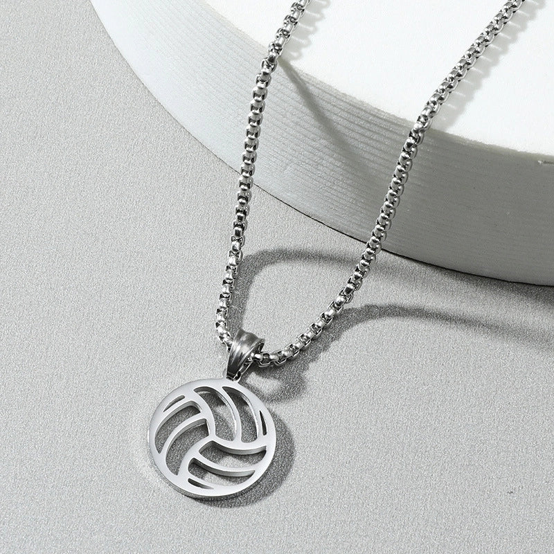 New Sports Series Stainless Steel Basketball Football Volleyball Rugby Ball Jewelry Pendant Necklace