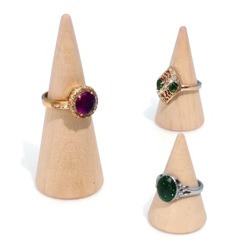 Minimalist Conical Solid Wood Ring Stand Jewelry Rack
