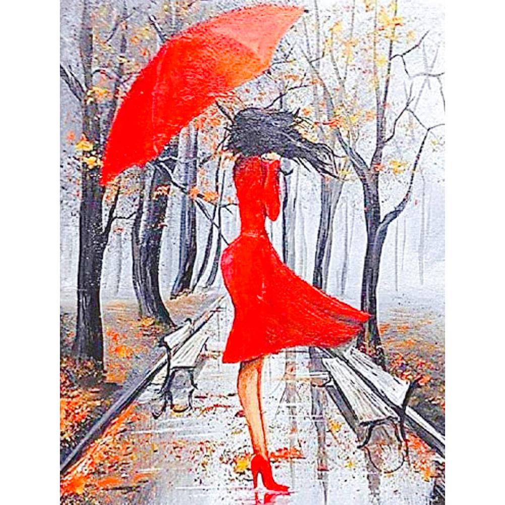 

30*40CM-Round Drill Diamond Painting-Woman with Umbrella, 501 Original