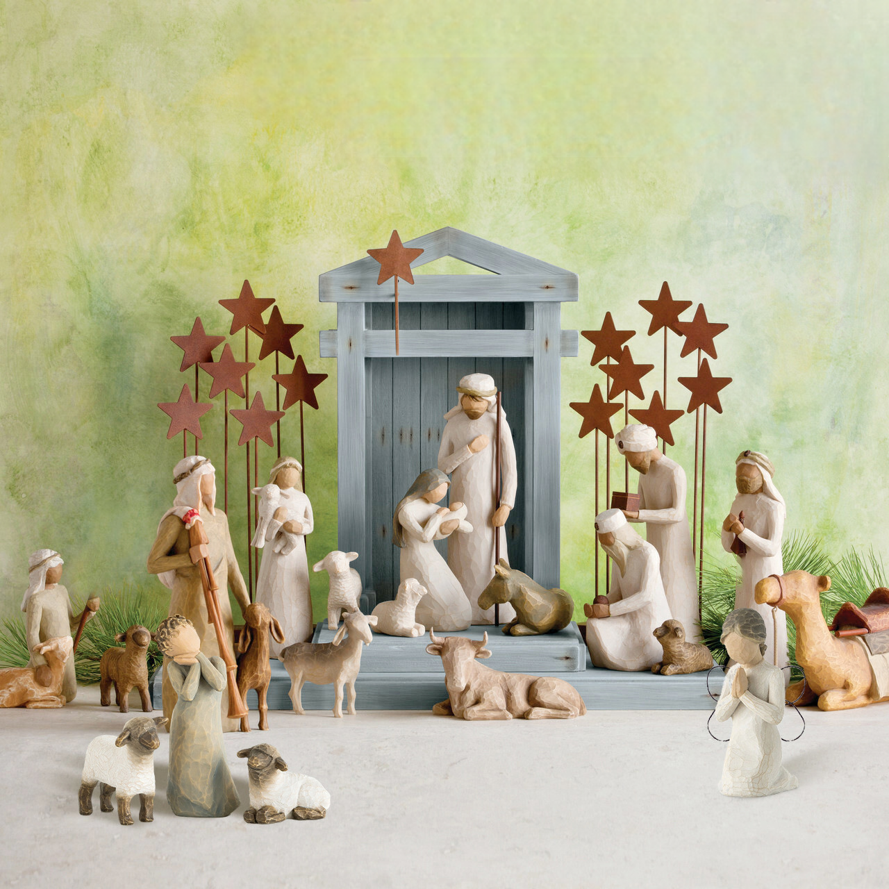 Resin Jesus Ornaments Set Christmas Manger Gift Decorations 