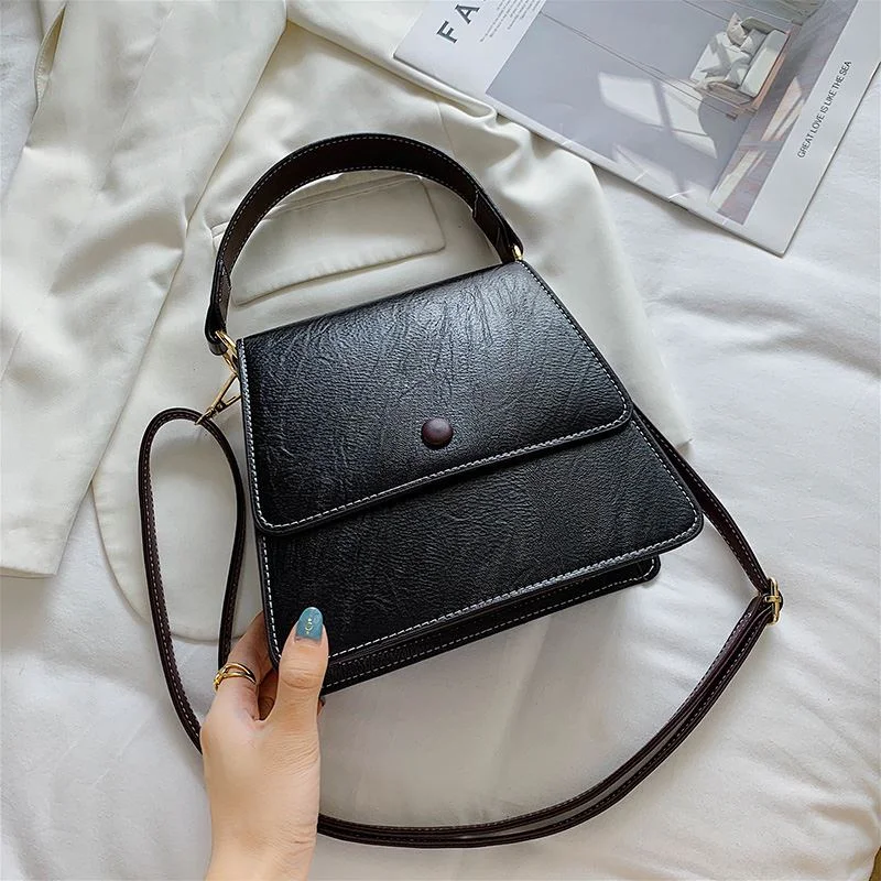Retro Leather Solid Color Crossbody Bags Fro Women 2020 New Simple Trapezoidal Wild Handbags Lady Shoulder Bag Small Square Tote