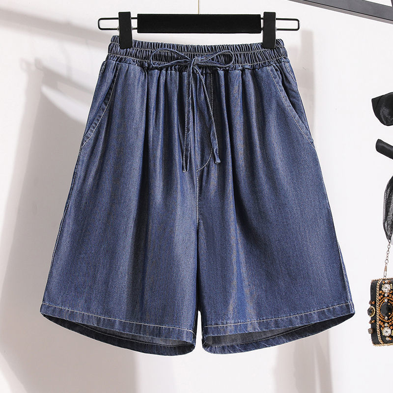 Mature Women Summer Pants Lyocell Denim Shorts