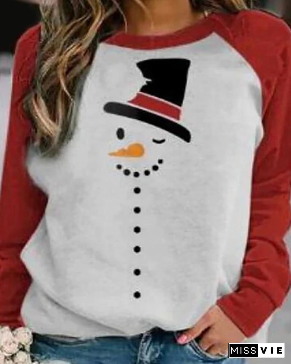 Christmas Animal Print Long Sleeve Top P10792