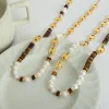 Natural Pearls & Brown Tiger Eye Stone Necklace Bracelet