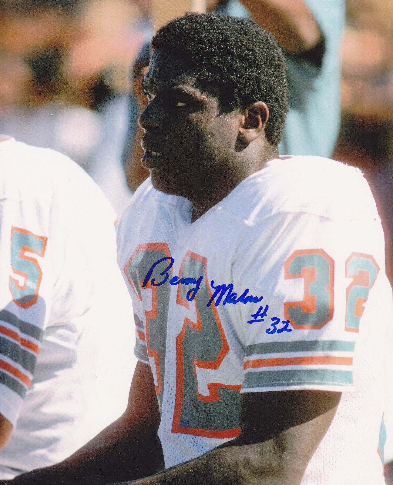 BENNY MALONE MIAMI DOLPHINS ACTION SIGNED 8x10