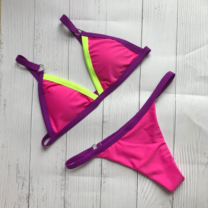 2020 Brand Triangle Bikini Set Swimwear Women Solid Swimsuit Women's Swimming Suit Bathing Suit Bodysuits Sexy Bikini Padded S-L