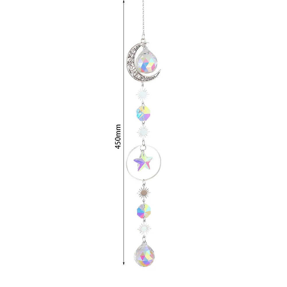 Crystal Windchime Ornament Feather Butterfly Hanging Pendant (Silver 12)
