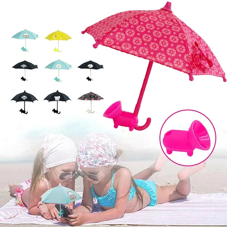 Cute Mobile Phone Holder with Sun Umbrella slivor