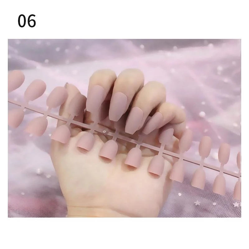 Solid Color Matte Super Long Coffin False Nails Ballet Press on Nails Tips for Nails Art Artificial Fingernails Fake Tools-Nail Inspo