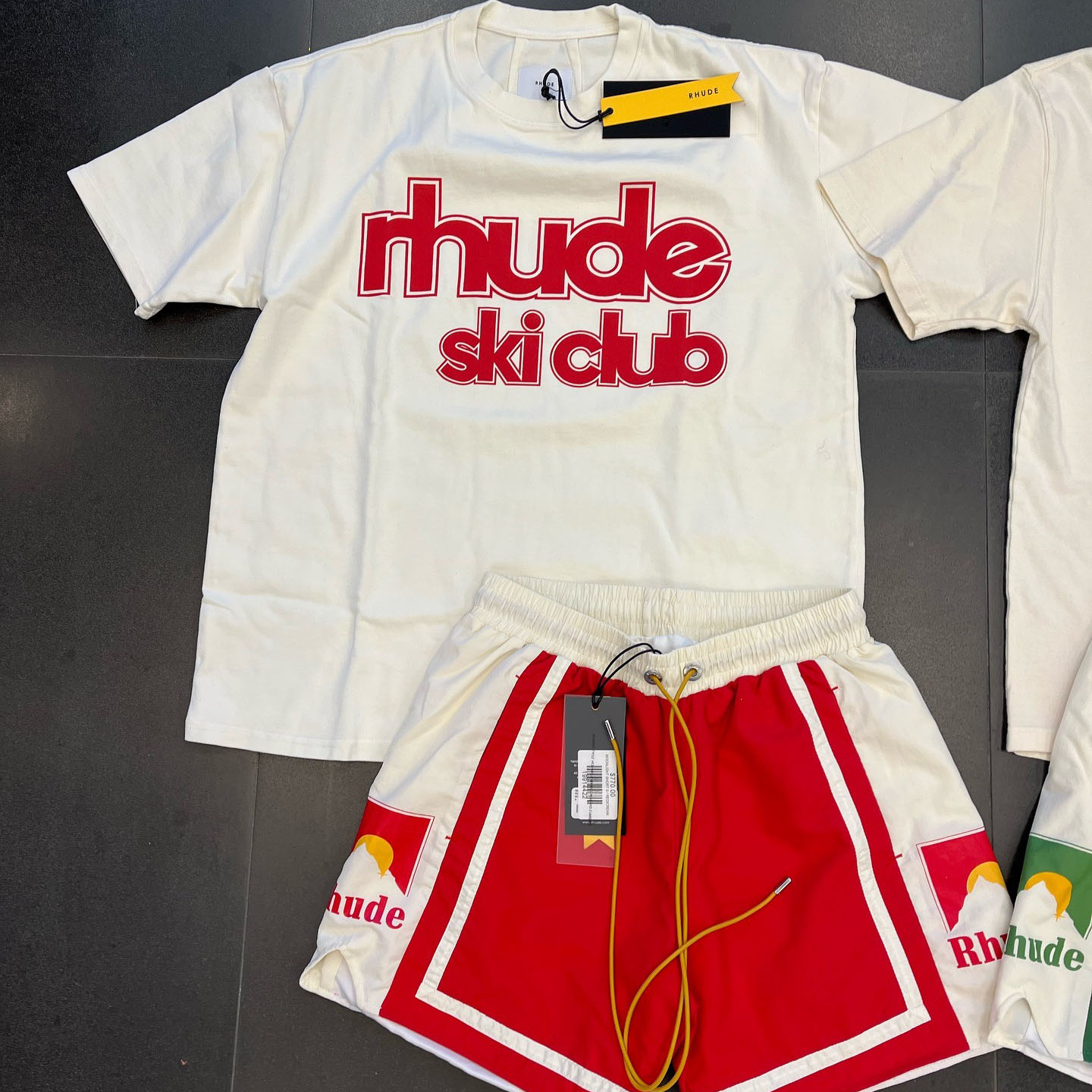 Rhude Ski Club Letters T-Shirt And Shorts Co-Ord