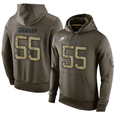 NFL Men's  Philadelphia Eagles #55 Brandon Graham Stitched Green Olive Salute To Service KO Performance Hoodie