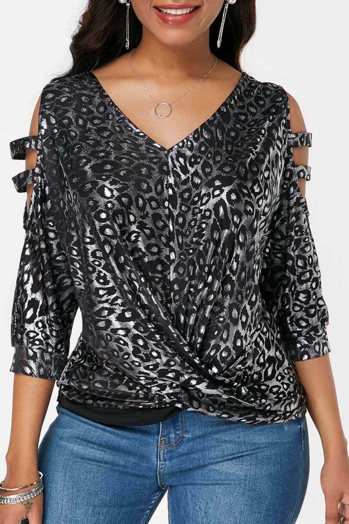 sexy off shoulder print v neck top