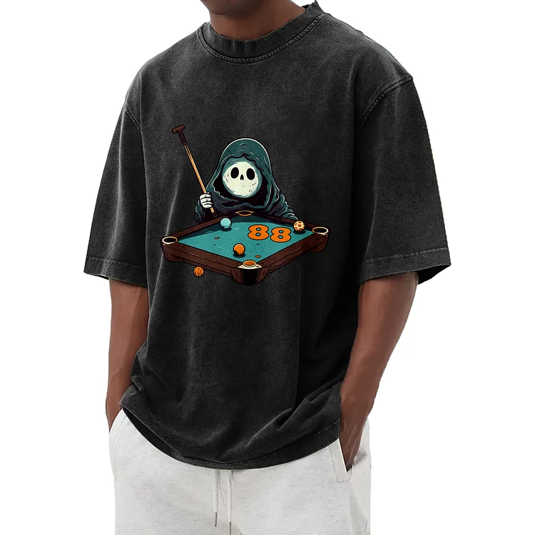 Fun and Cute Ghost Graphic Washed T-Shirt 007