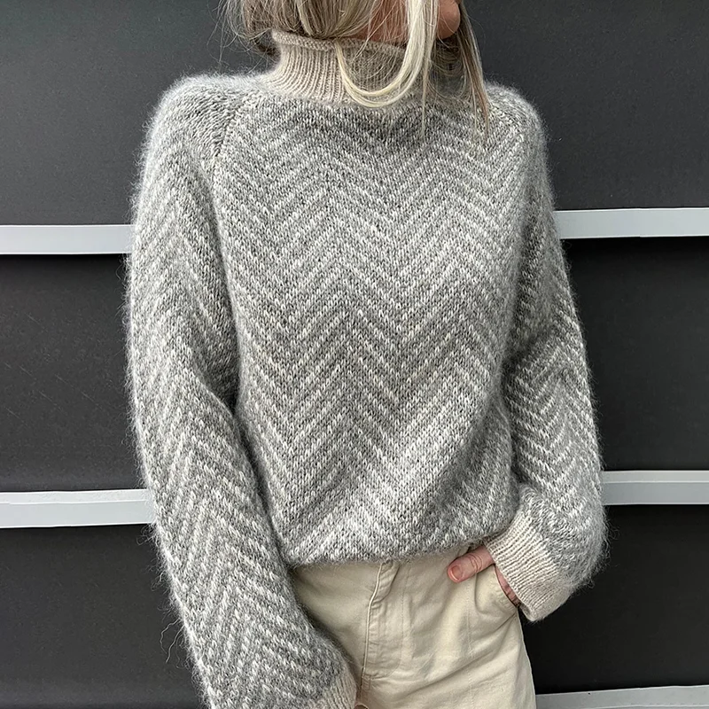 Vintage Herringbone Turtleneck Sweater