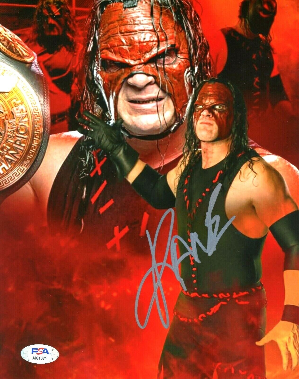 WWE KANE HAND SIGNED AUTOGRAPHED 8X10 Photo Poster painting WITH PROOF AND PSA DNA COA 14 RARE