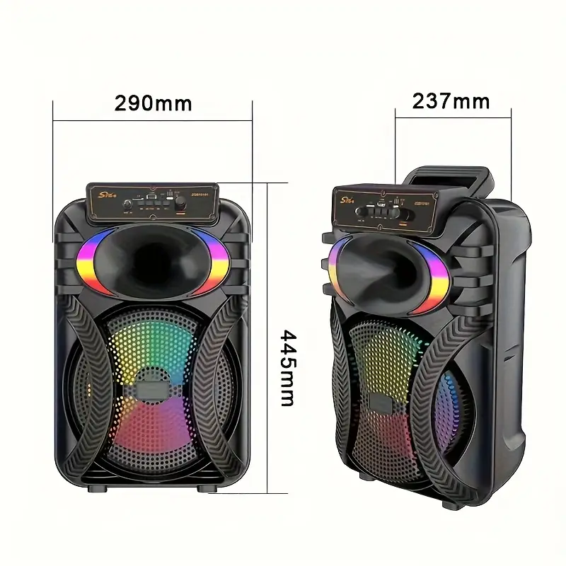 massive 10 bt speaker for outdoor indoor party 2400mah rechargeable portabletv speaker features bt fm usb tf card 2 mic tws pairing wireless mic dynamic colorful led lights camping parties more Product details 2