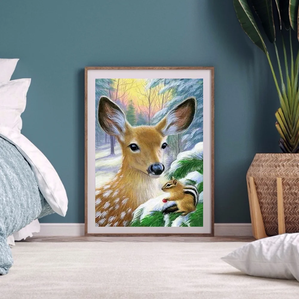 Diamond Painting - Full Round Drill - Deer and Squirrels