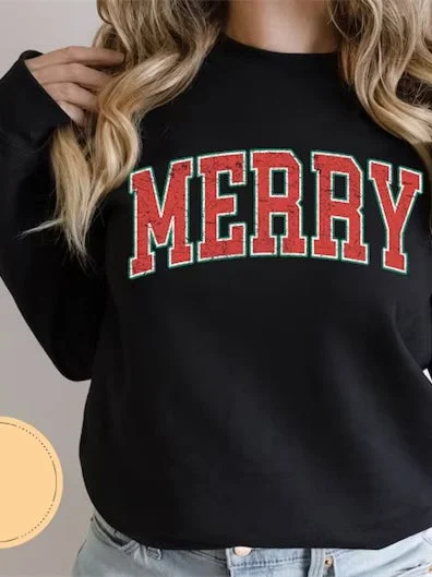 Women's Long Sleeve Scoop Neck Graphic Christmas Sweatshirt Top