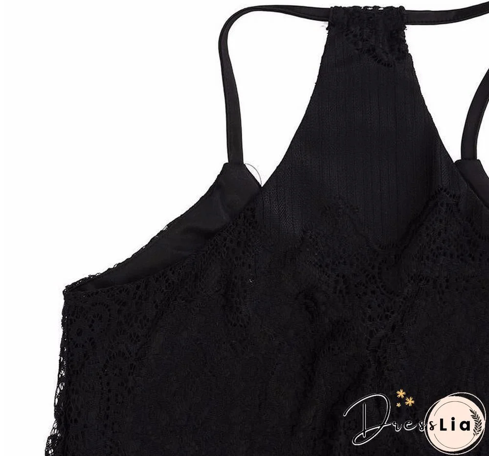 Vacation Spaghetti Strap Mesh Lace Side Split Maxi Beach Dresses Cover Ups