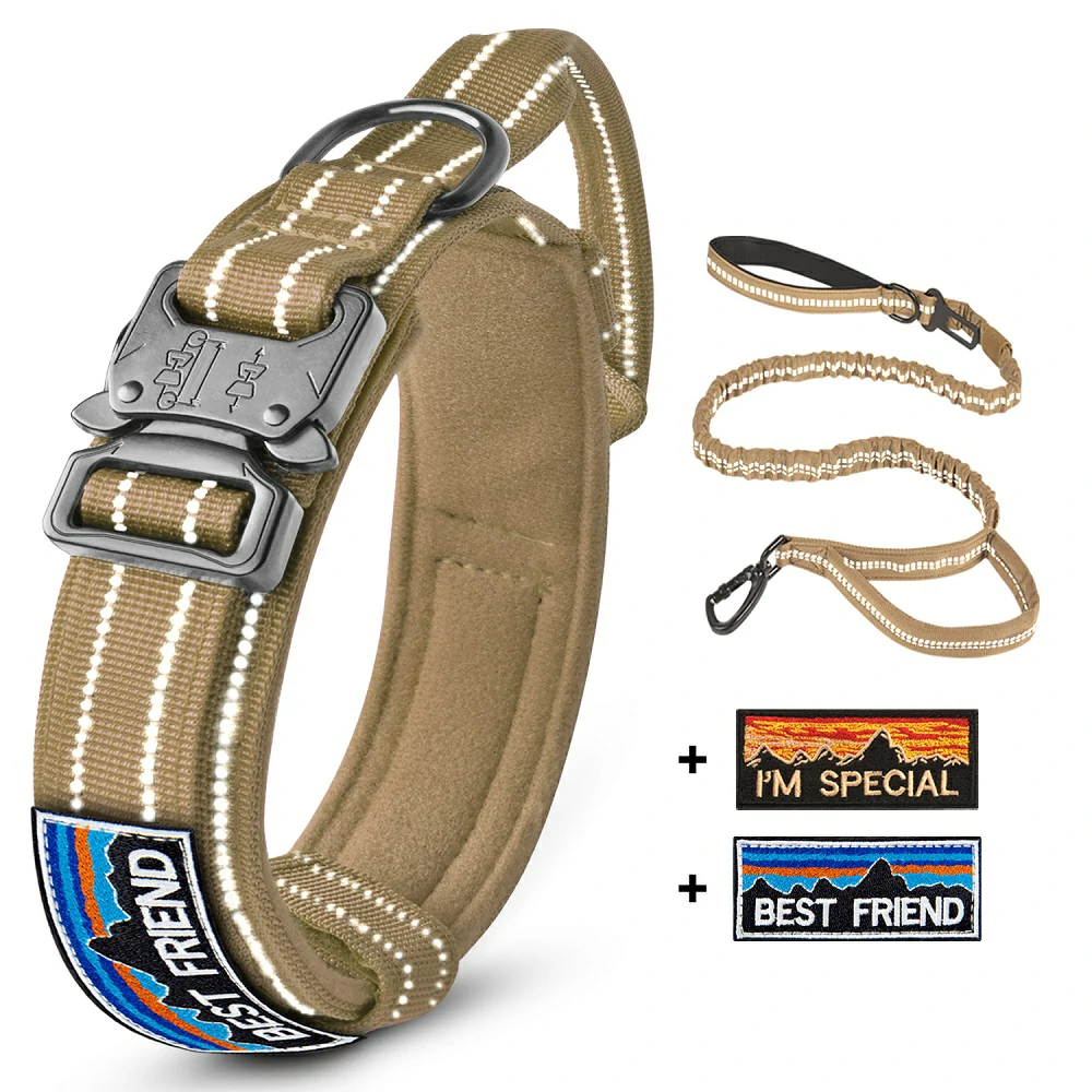 Illuminate Your Night Walks with Tactical Dog Collar & Leash Set!