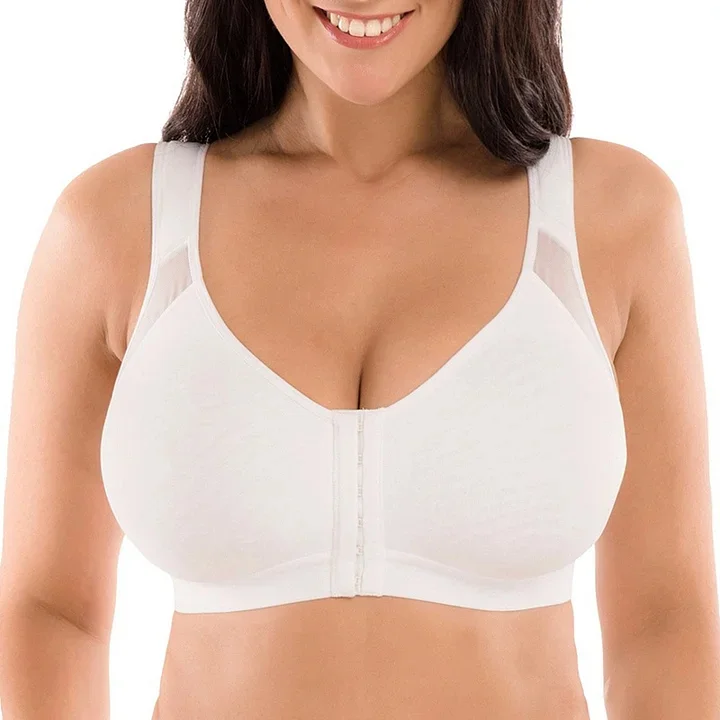 LELEBEAR Posture Bra Corrector for Women, Sursell Posture Correction  Front-Close Bra, Full Coverage X-Strap Back Support (Beige, S)
