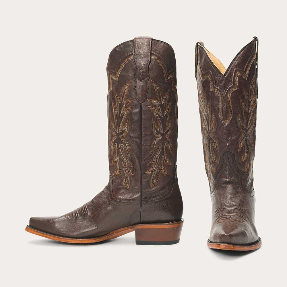 Block Heel Embroidered Chocolate Brown Cowgirl Boots for Women Nicepairs